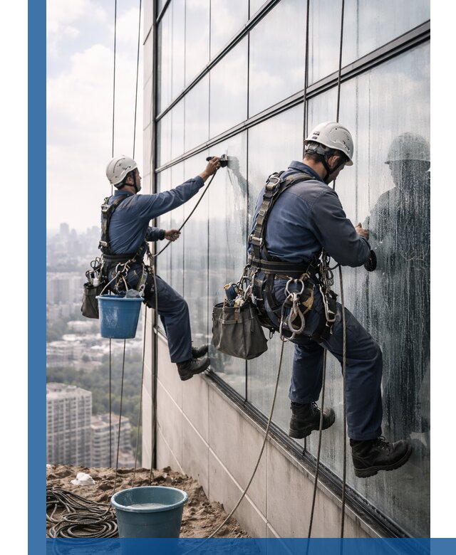 Профессиональная мойка фасадных окон альпинистами в Инте