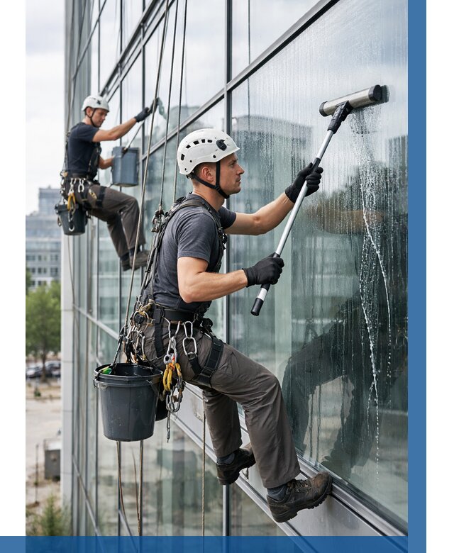 Мойка витражей альпинистами в Инте от 710 р. под ключ|ВЫСОТНИК-Инт