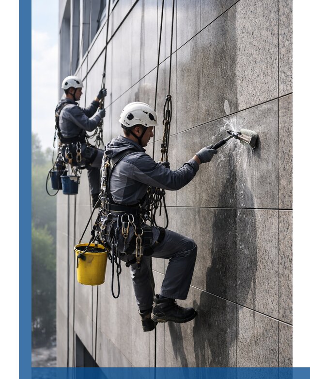 Профессиональная мойка фасада из керамогранита в Инте