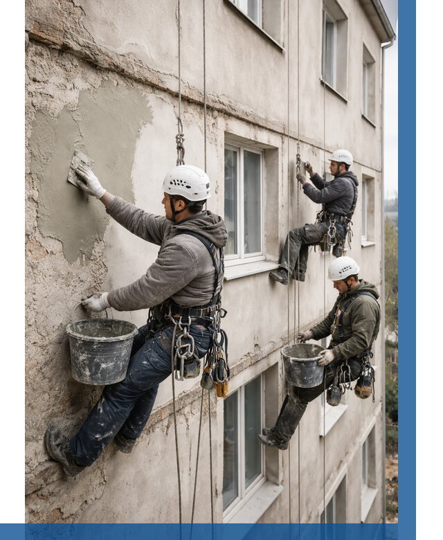 Ремонт штукатурного фасада в Инте от 761 р. под ключ | ВЫСОТНИК-Инт