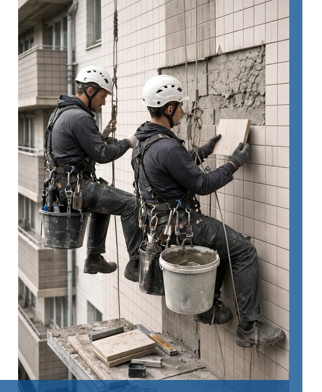 Ремонт облицовки фасада плиткой в Инте от 1826 р. | ВЫСОТНИК-Инт