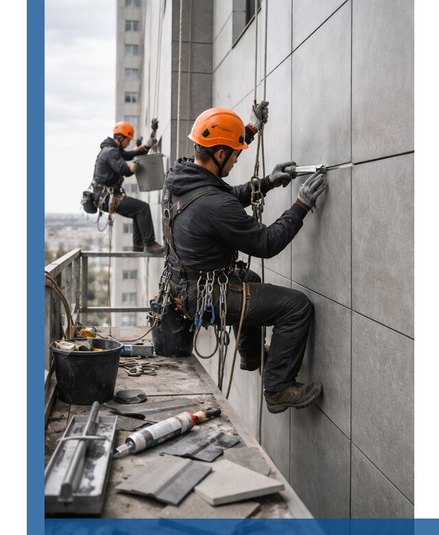 Профессиональный ремонт фасада из керамогранита в Инте