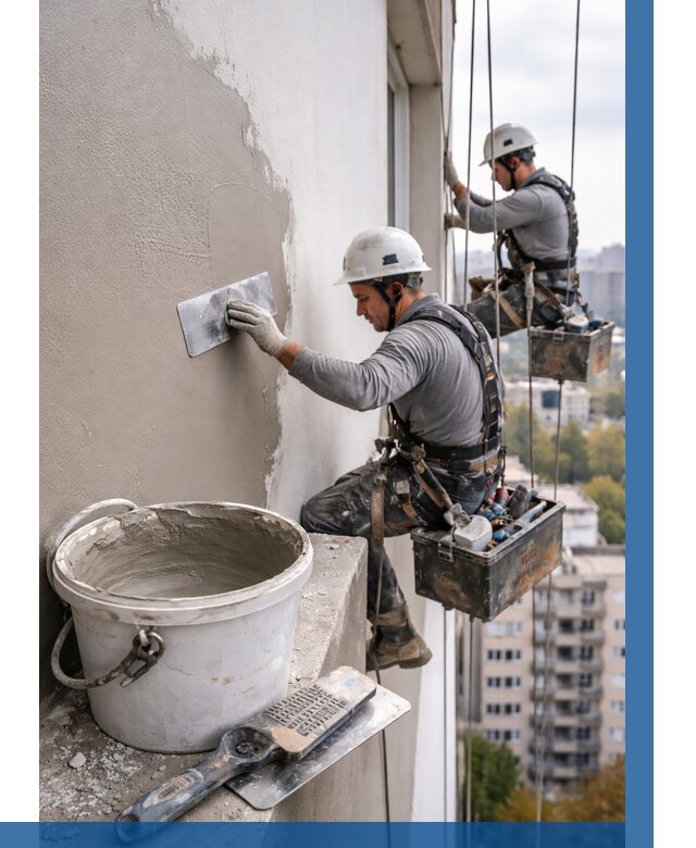 Шпаклевка фасада на высоте в Инте от 710 р. | ВЫСОТНИК-Инт