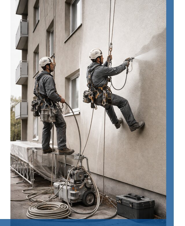 Безвоздушная покраска фасада в Инте от 223 р/м² | ВЫСОТНИК-Инт