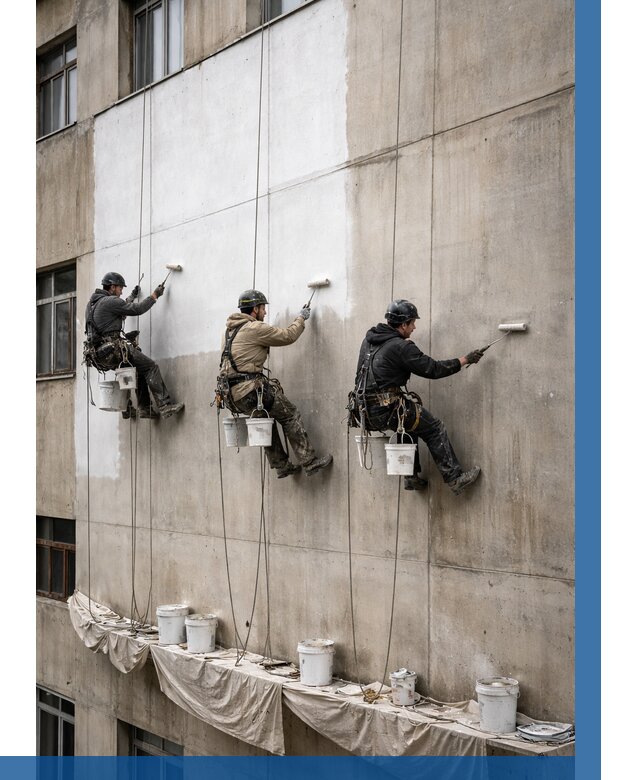 Покраска бетонного фасада в Инте от 355 р за м2 | ВЫСОТНИК-Инт