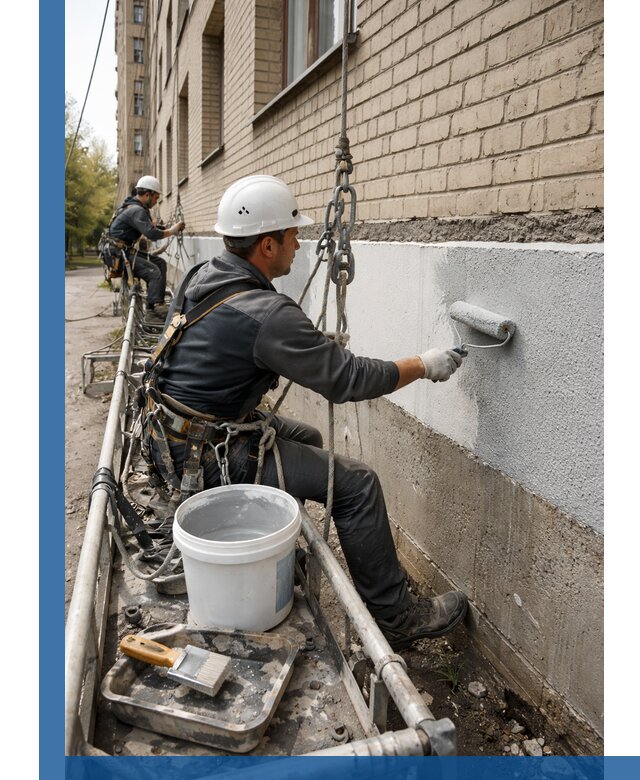 Окраска цоколя здания в Инте профессионально и надежно