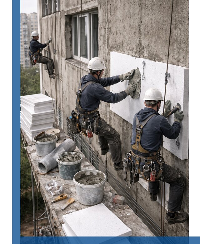 Утепление фасада пенополистиролом в Инте под ключ