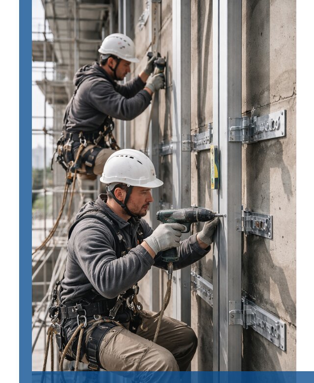 Монтаж и крепление подсистемы вентфасада в Инте