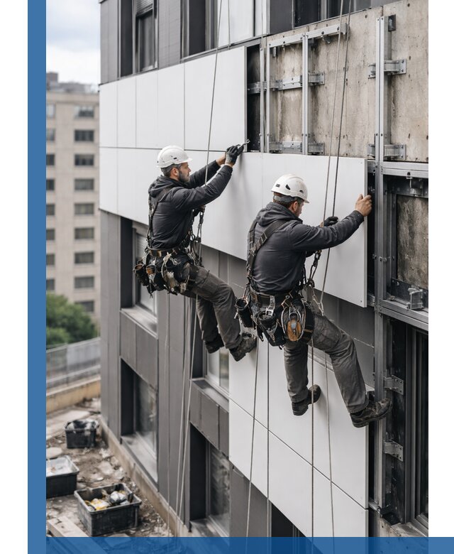 Монтаж композитных панелей фасада в Инте под ключ