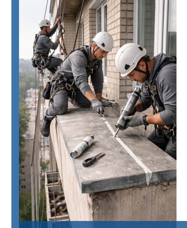 Герметизация балконного козырька в Инте профессионально