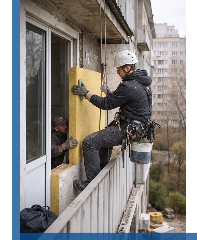 Профессиональное утепление балкона снаружи в Инте под ключ