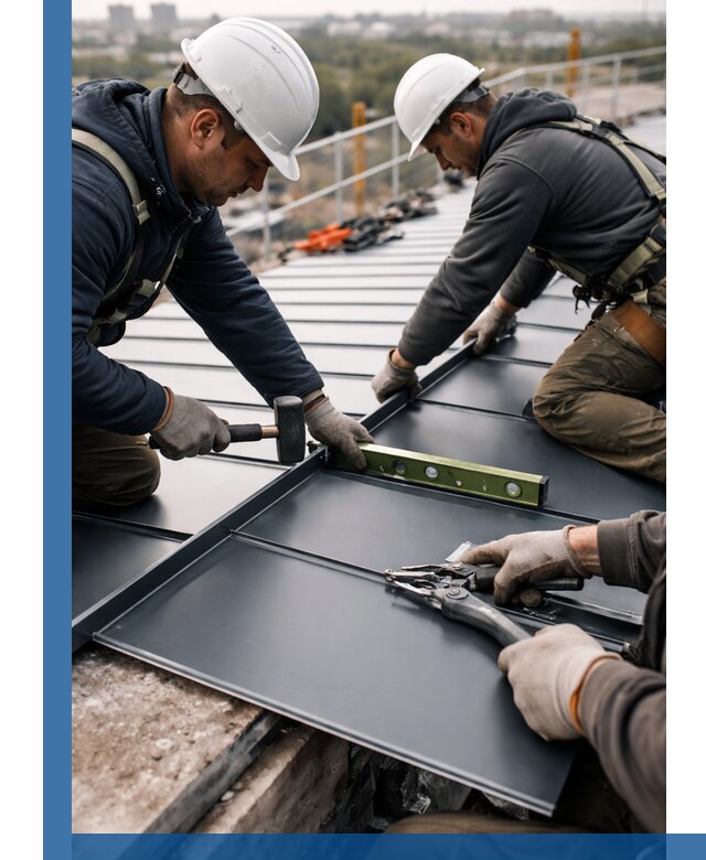 Монтаж фальцевой кровли в Инте для промышленных зданий