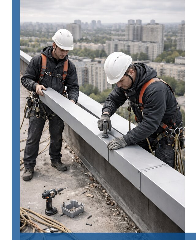 Монтаж парапетных крышек и ограждений кровли в Инте