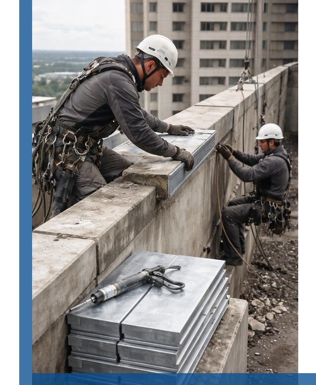 Замена парапетных крышек и установка новых в Инте