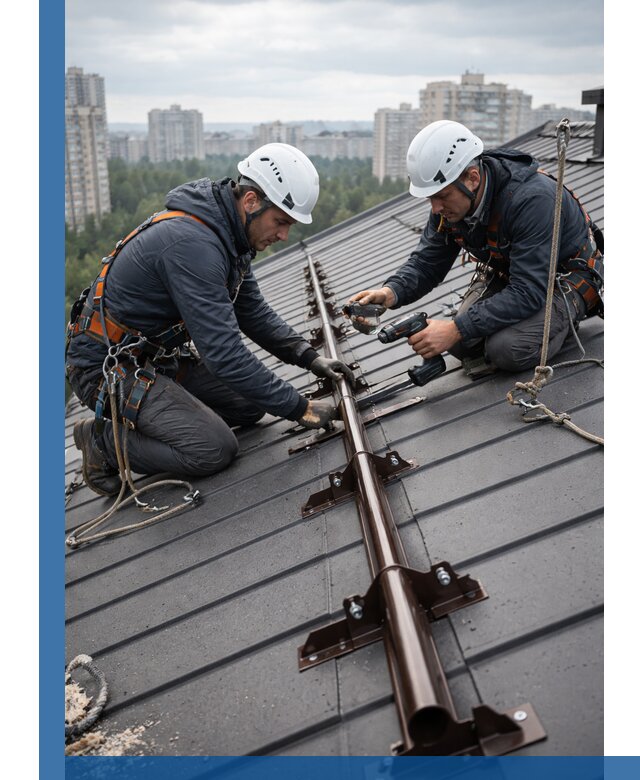 Монтаж снегозадержателей на кровле зданий в Инте под ключ