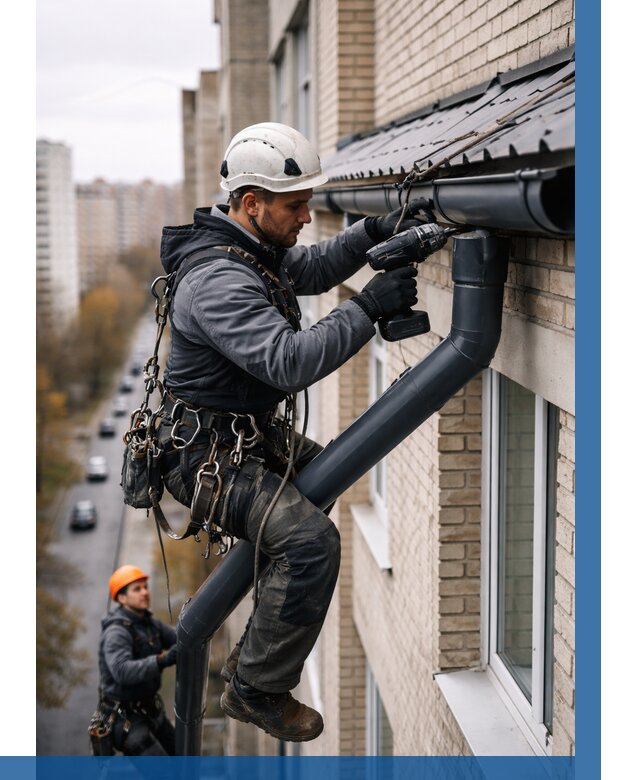 Монтаж водосточной системы на здании в Инте от 5071 р. | ВЫСОТНИК-Инт