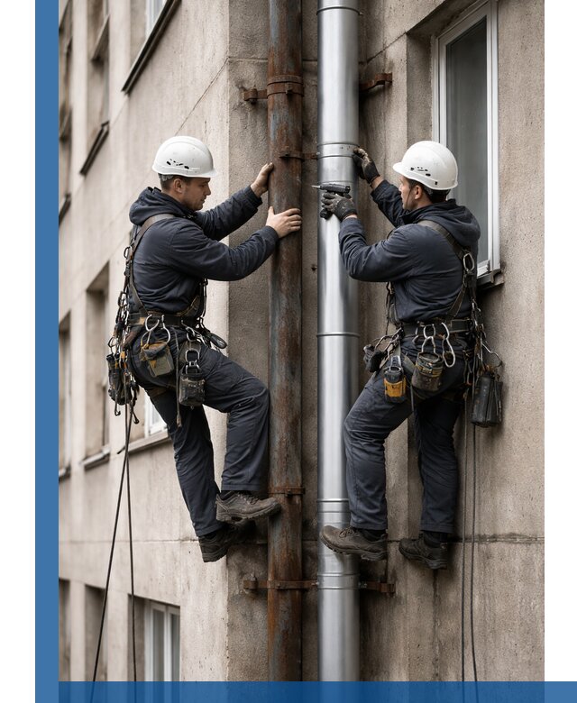 Замена водосточных труб в Инте: монтаж и демонтаж под ключ