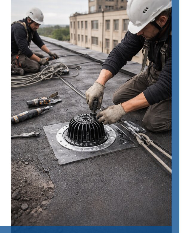 Установка водосточных воронок в Инте цена от 3550 р. | ВЫСОТНИК-Инт