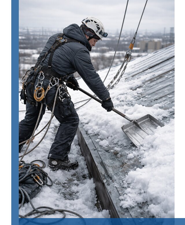 Профессиональная очистка кровли от снега и наледи в Инте