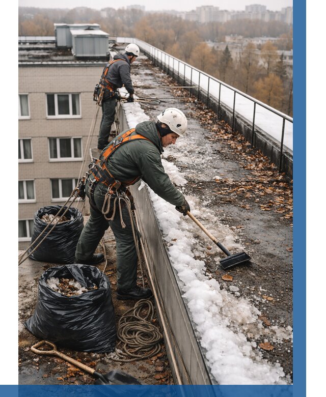 Очистка кровли по периметру в Инте от 558 р. | ВЫСОТНИК-Инт