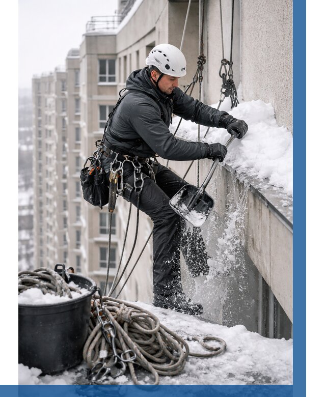 Очистка карнизов от снега в Инте от 304 р. | ВЫСОТНИК-Инт