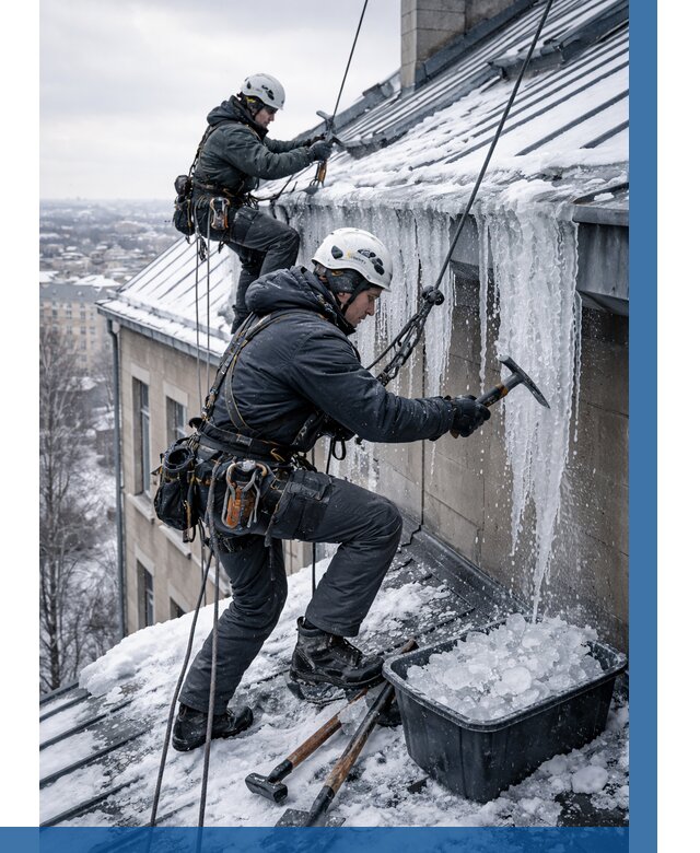 Удаление наледи с кровли в Инте от 5578 р. | ВЫСОТНИК-Инт