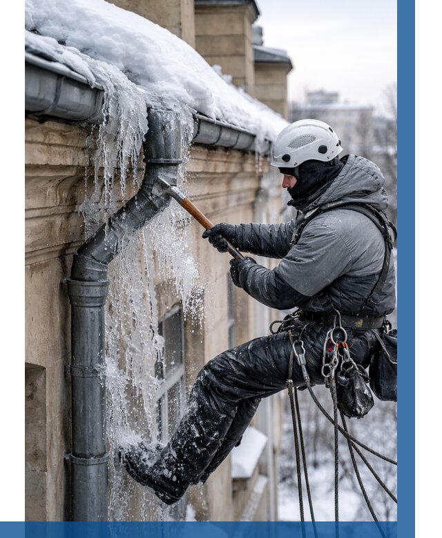 Очистка водостоков от льда в Инте от 3550 р. | ВЫСОТНИК-Инт