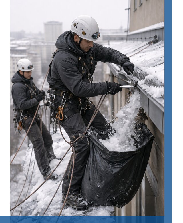 Аварийная очистка крыши в Инте под ключ от 304 р. | ВЫСОТНИК-Инт