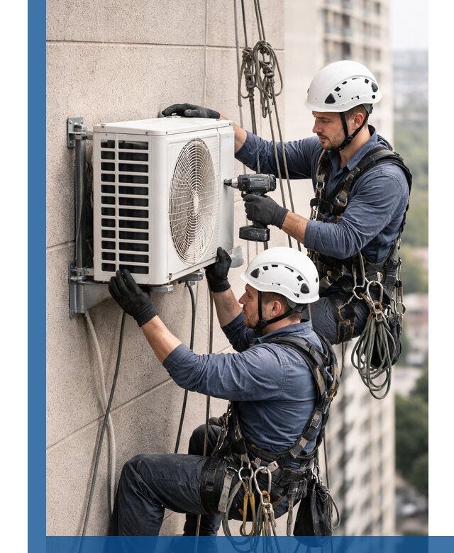 Монтаж внешнего блока кондиционера в Инте установка и крепление