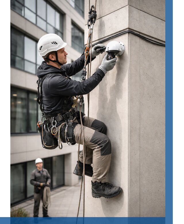 Монтаж камер видеонаблюдения на фасаде в Инте от 8621 р.-ВЫСОТНИК-Инт