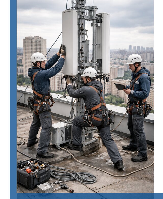 Монтаж антенн связи на крыше в Инте с вводом в эксплуатацию