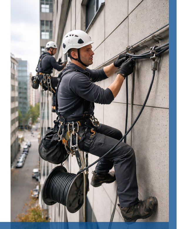 Прокладка кабеля по фасаду в Инте от 355 р. | ВЫСОТНИК-Инт