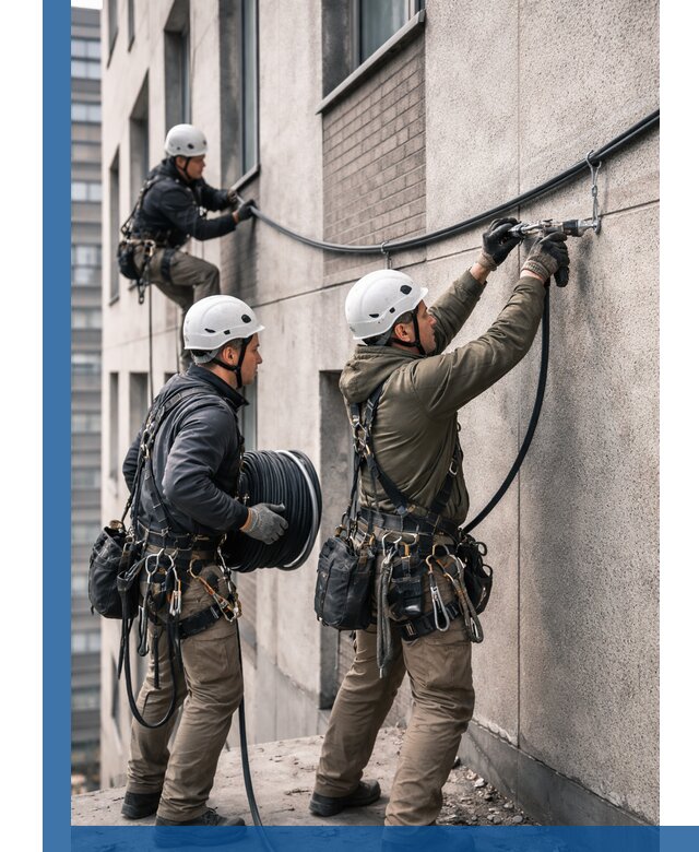 Прокладка кабеля по фасаду в Инте, профессиональный монтаж