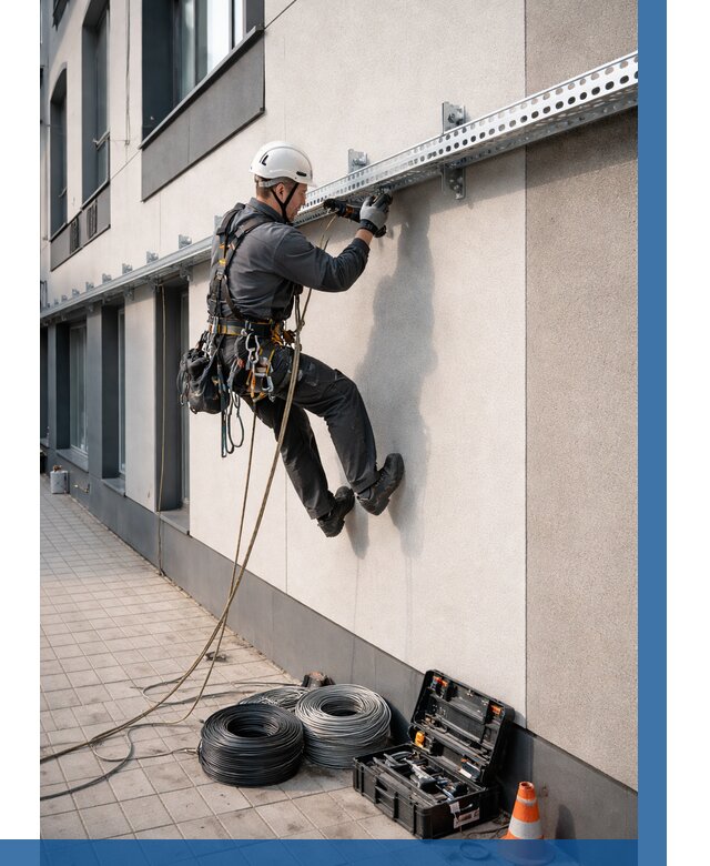 Монтаж кабельных лотков на фасаде в Инте от 1217 р. | ВЫСОТНИК-Инт