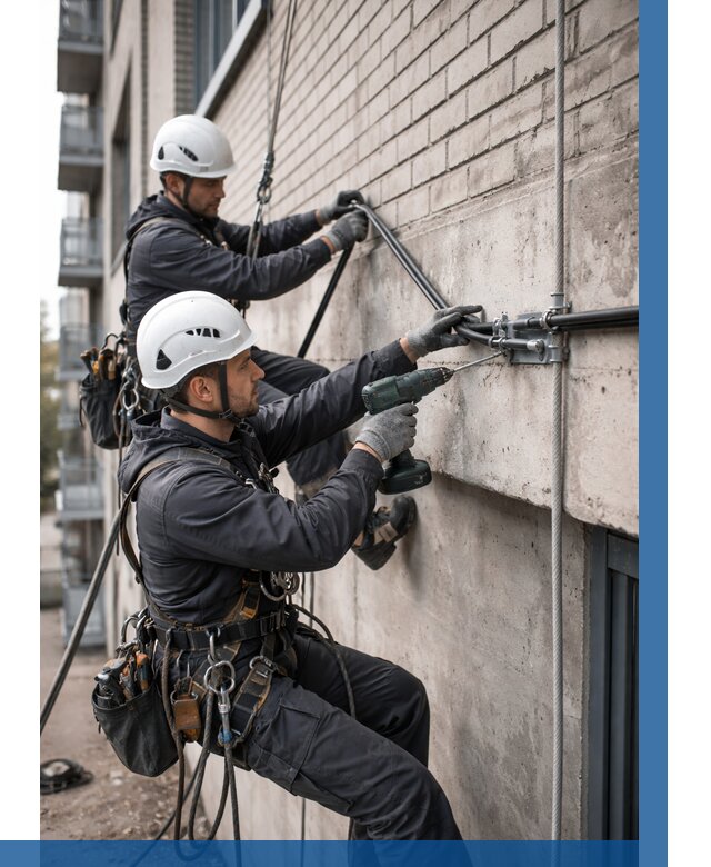 Крепление кабеля на фасаде в Инте от 355 р. | ВЫСОТНИК-Инт