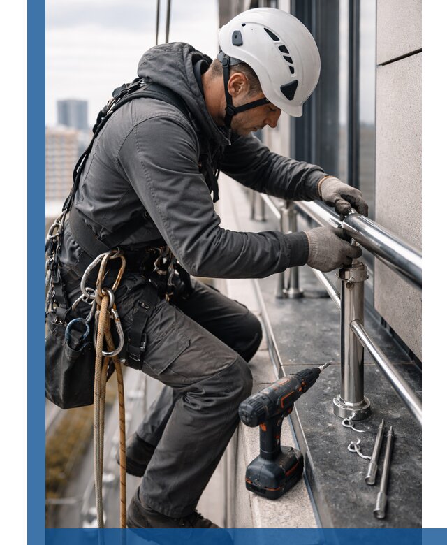 Монтаж ограждений на высоте в Инте для зданий и конструкций