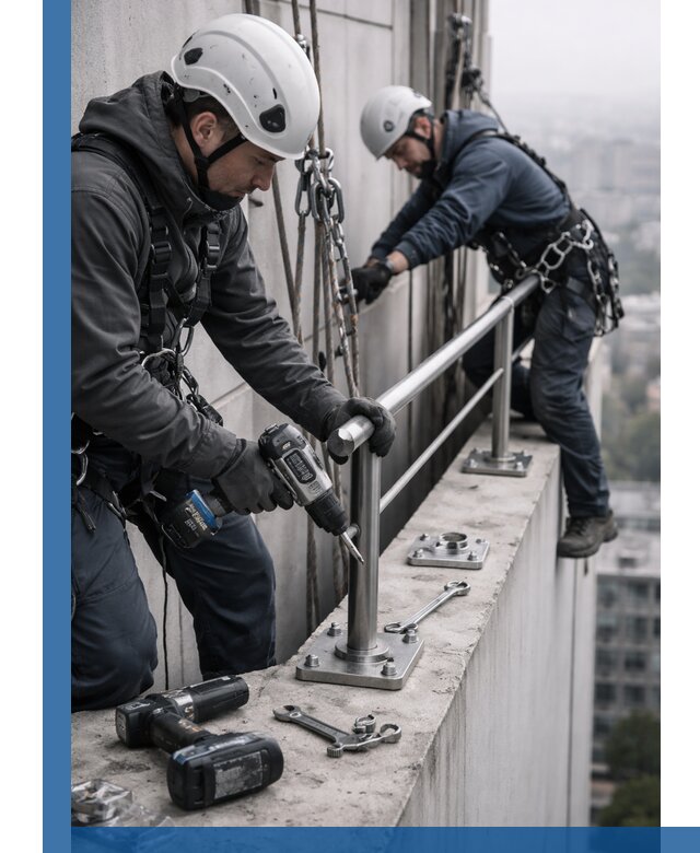 Монтаж перил на высоте в Инте для жилых и промобъектов