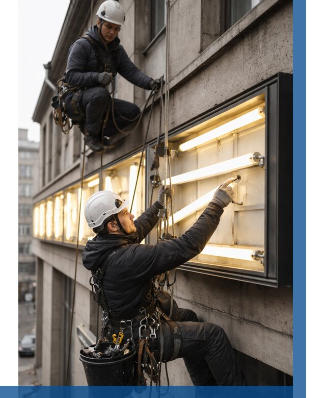 Замена ламп в вывеске в Инте под ключ от 3550 р. | ВЫСОТНИК-Инт