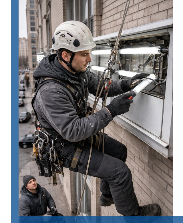 Профессиональная замена ламп в наружной вывеске в Инте