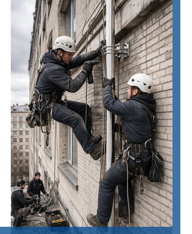 Монтаж флагштока на здании в Инте от 6592 р. | ВЫСОТНИК-Инт