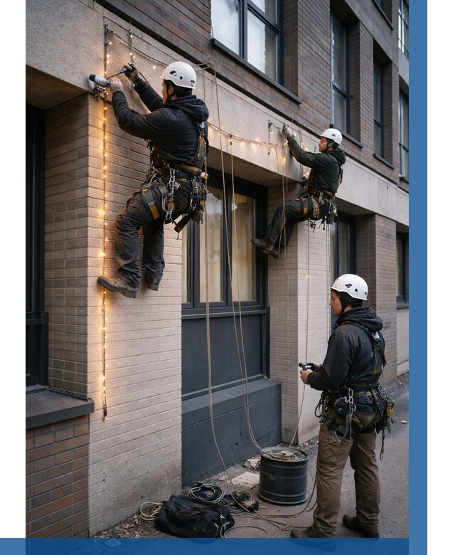 Монтаж гирлянд на фасаде в Инте от 3550 р. | ВЫСОТНИК-Инт