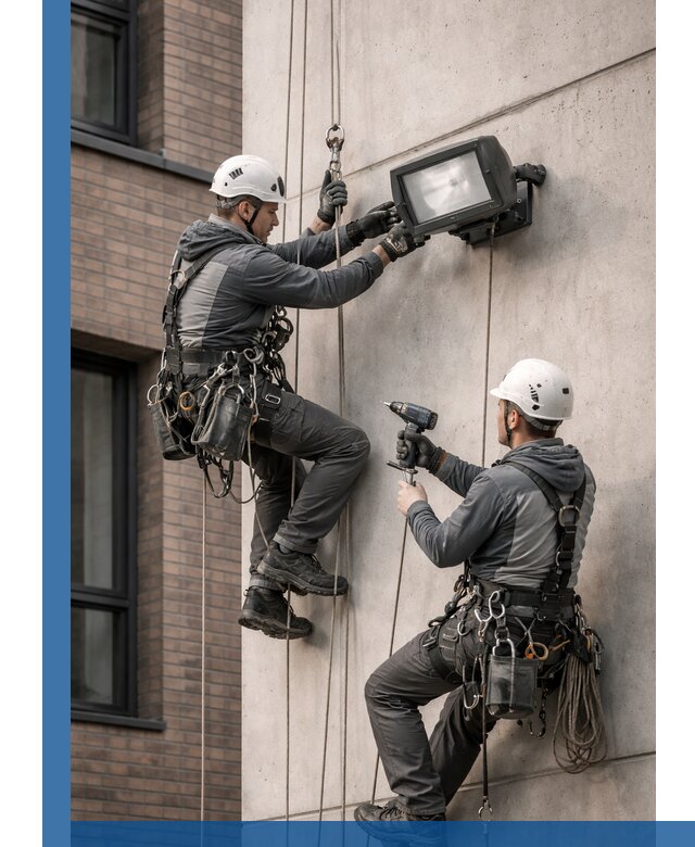 Профессиональный монтаж фасадных прожекторов в Инте под ключ