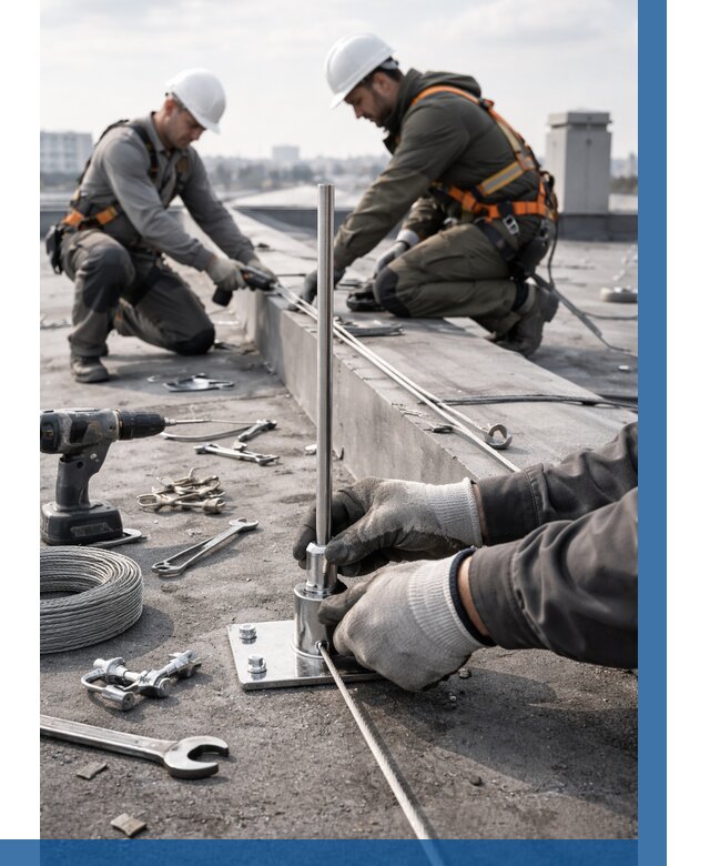 Монтаж молниезащиты на кровле в Инте цена от 25355 р. | ВЫСОТНИК-Инт