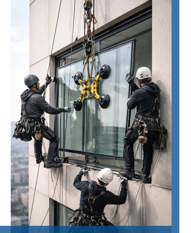 Монтаж стеклопакетов на высоте в Инте от 3245 р. | ВЫСОТНИК-Инт