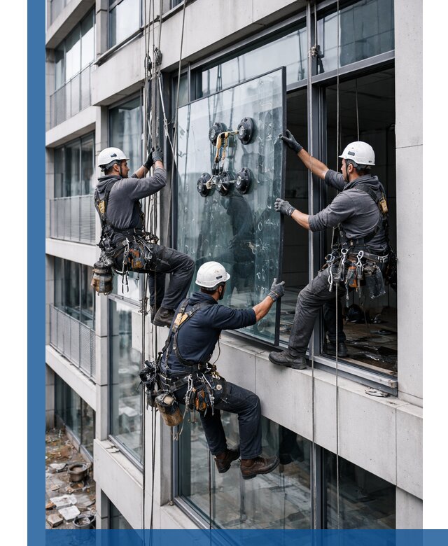 Фасадное остекление и монтаж витражей зданий в Инте под ключ