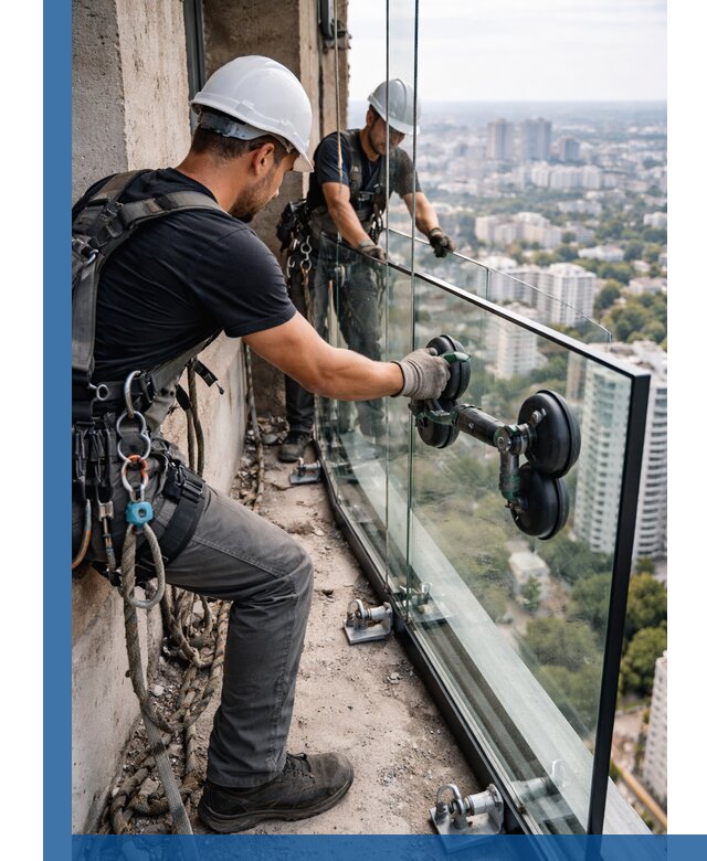 Монтаж стеклянных ограждений под ключ с гарантией в Инте