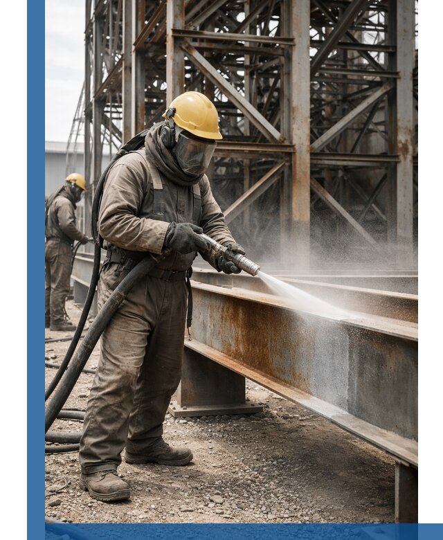 Пескоструйная очистка металлоконструкций в Инте промышленная