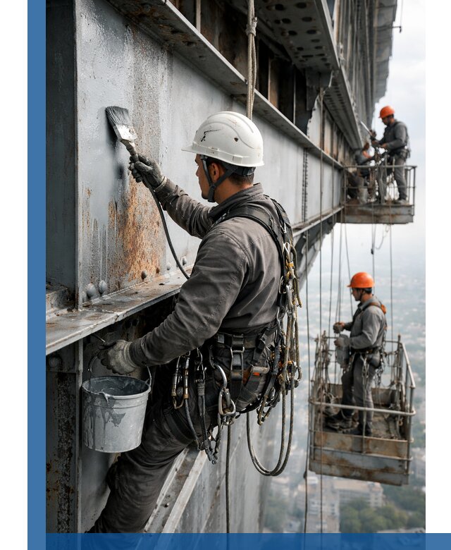 Покраска металлоконструкций на высоте в Инте профессионально