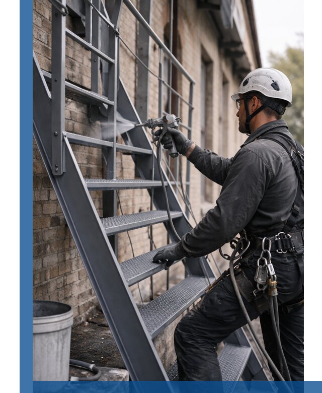 Покраска и антикоррозионная защита пожарных лестниц в Инте