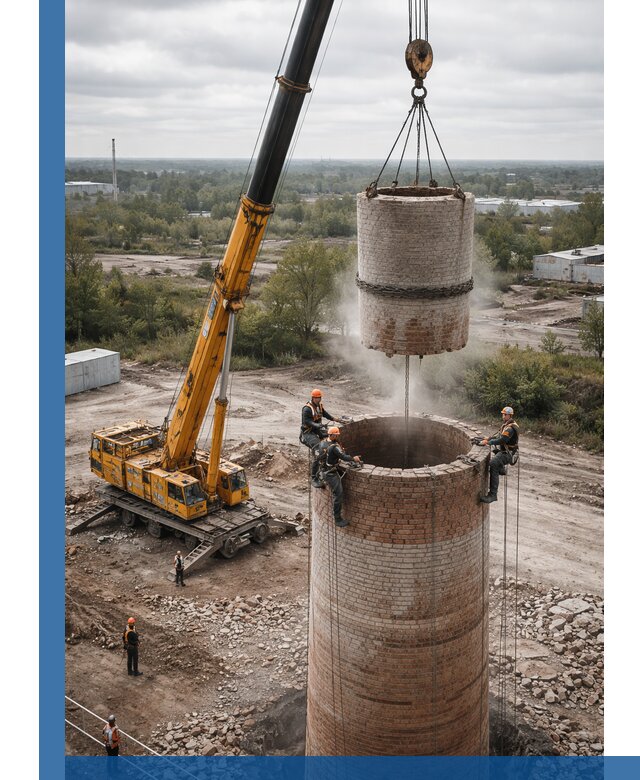 Демонтаж дымовой трубы в Инте с гарантиями безопасности